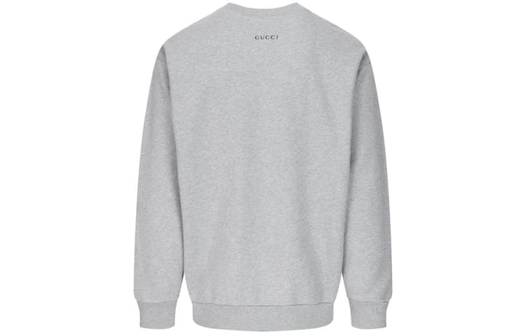 Gucci x Disney Crossover Donald Duck Cartoon Printing Round Neck Pullover Gray