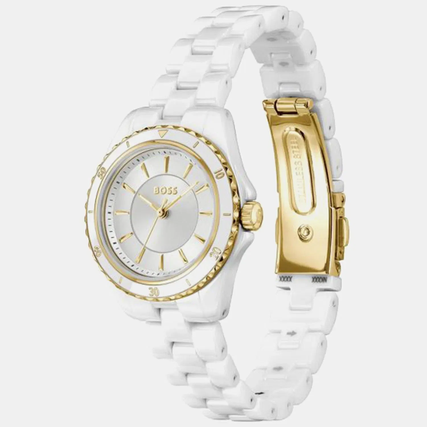 Boss Sage Aqua Men Quartz White Dial Analog Ceramic Watch 1502850