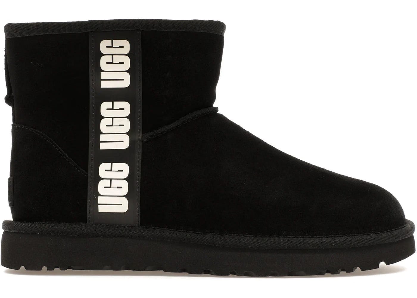 Ugg Classic Mini Side Logo Boot Black White Womens