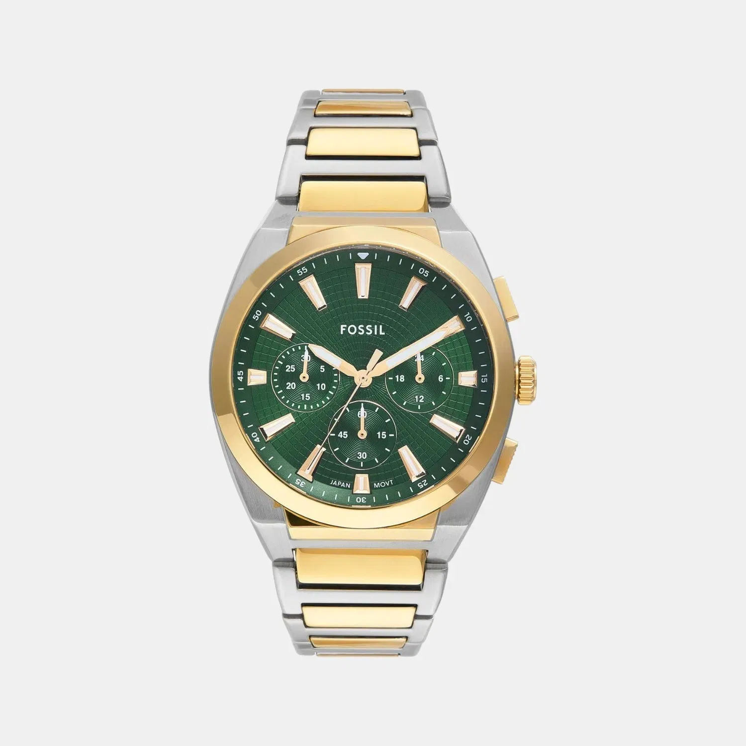 Fossil Everett Men Quartz Green Dial Chronograph Stainless Steel Watch Fs6106