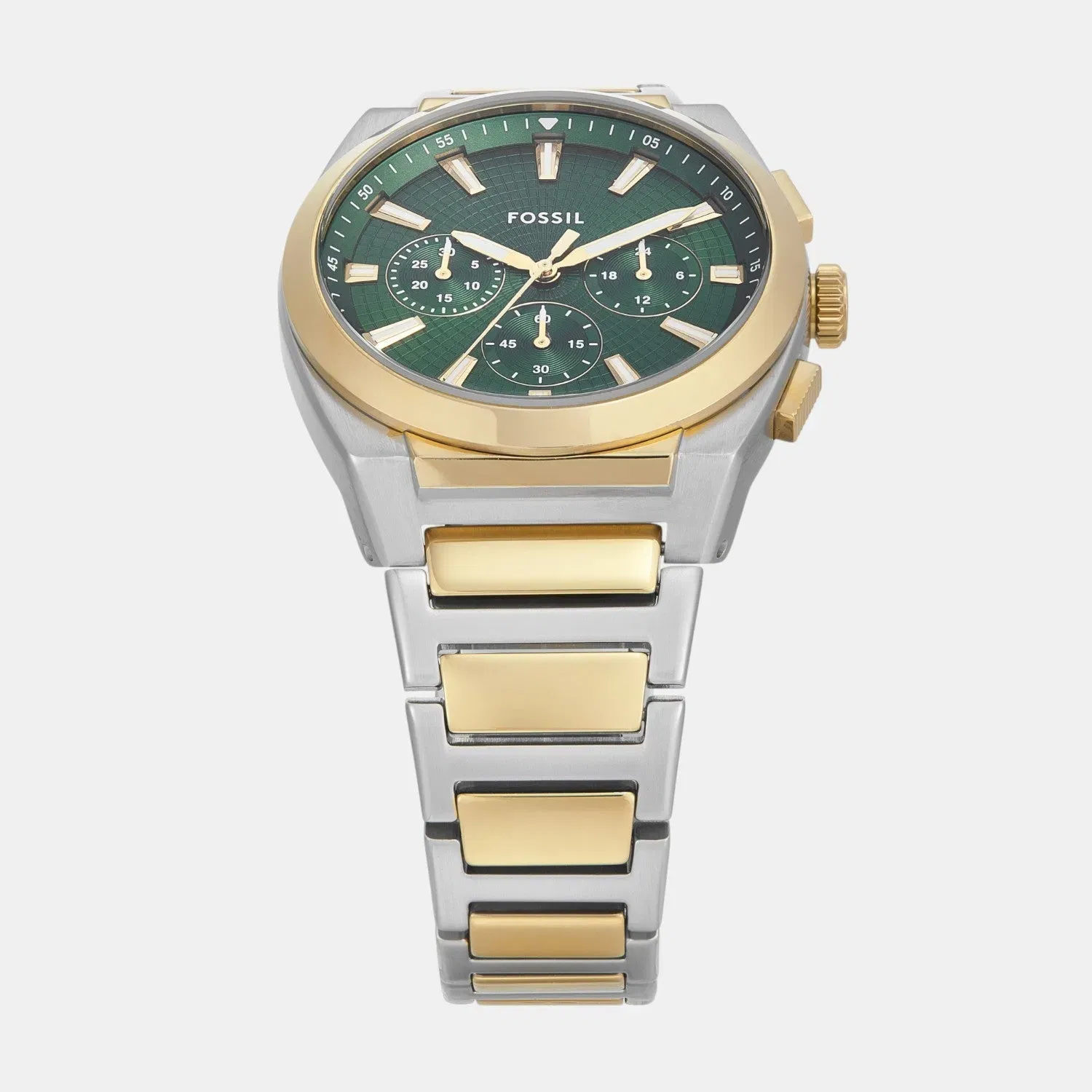 Fossil Everett Men Quartz Green Dial Chronograph Stainless Steel Watch Fs6106