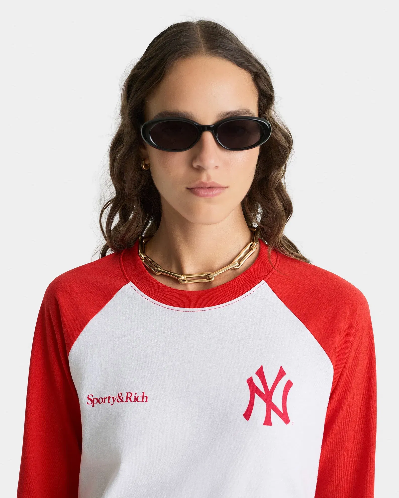 Yankees Serif Baseball T-Shirt - White/Red