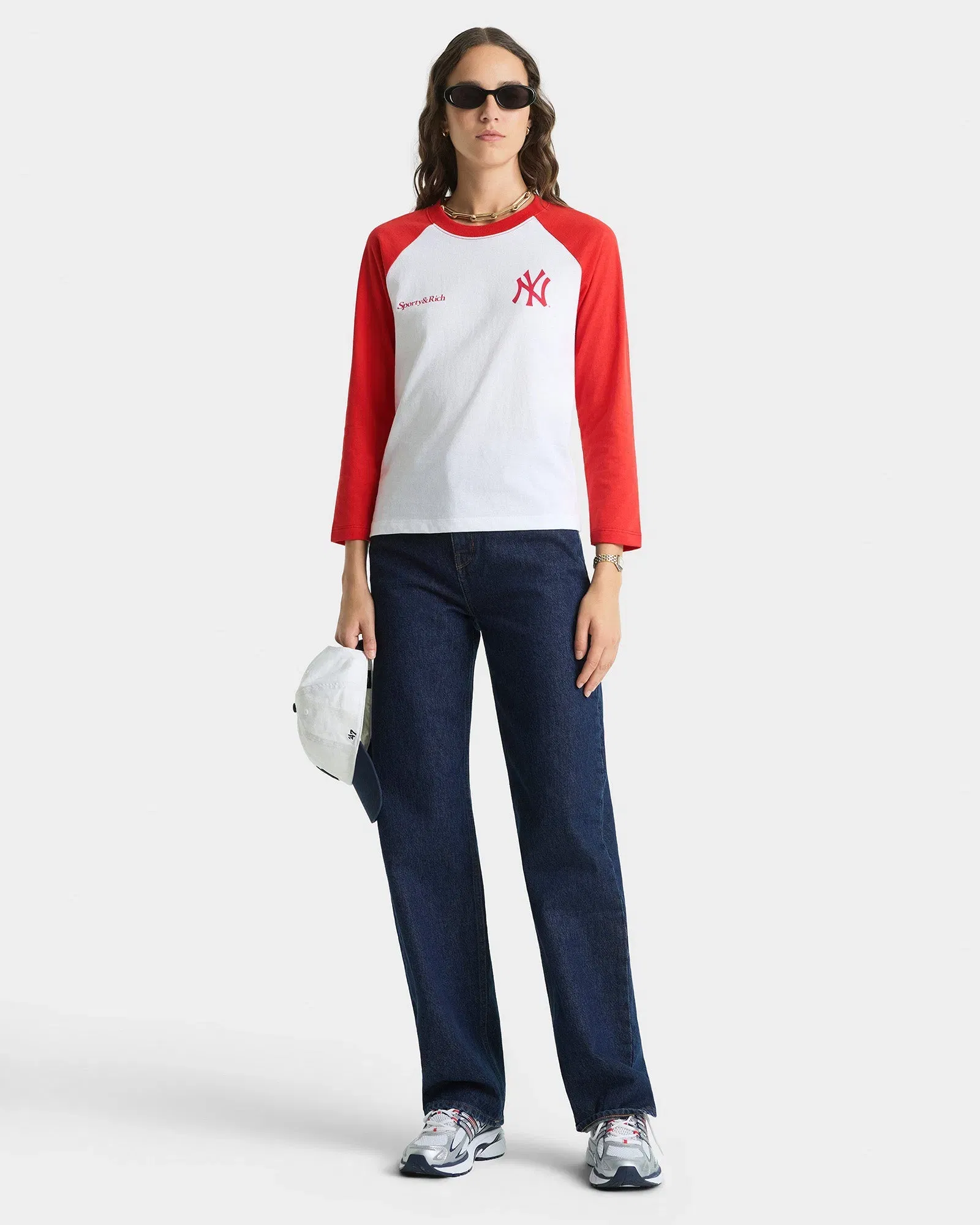 Yankees Serif Baseball T-Shirt - White/Red
