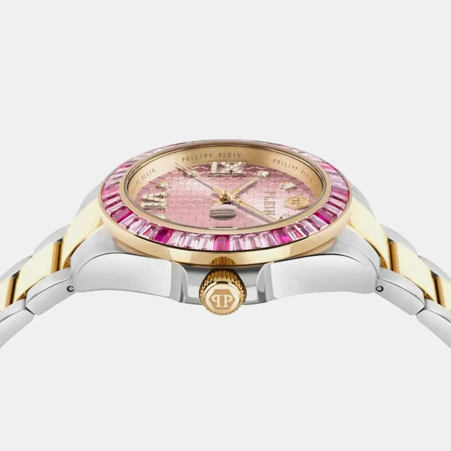 Philipp Plein Lady Empire Unisex Quartz Pink Dial Analog Stainless Steel Watch Pw2Fa0325