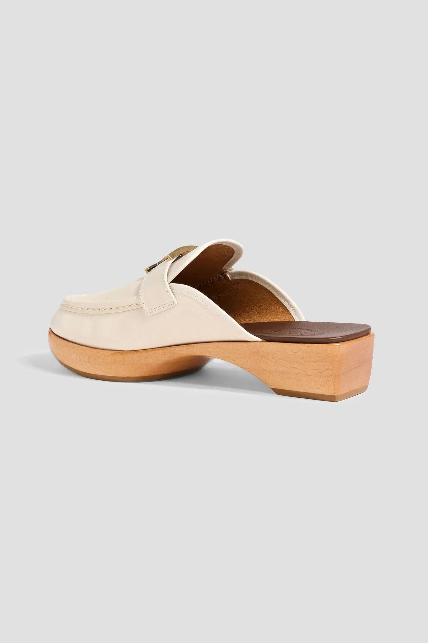 Tod's T Timeless Leather Clogs Ecru Women's