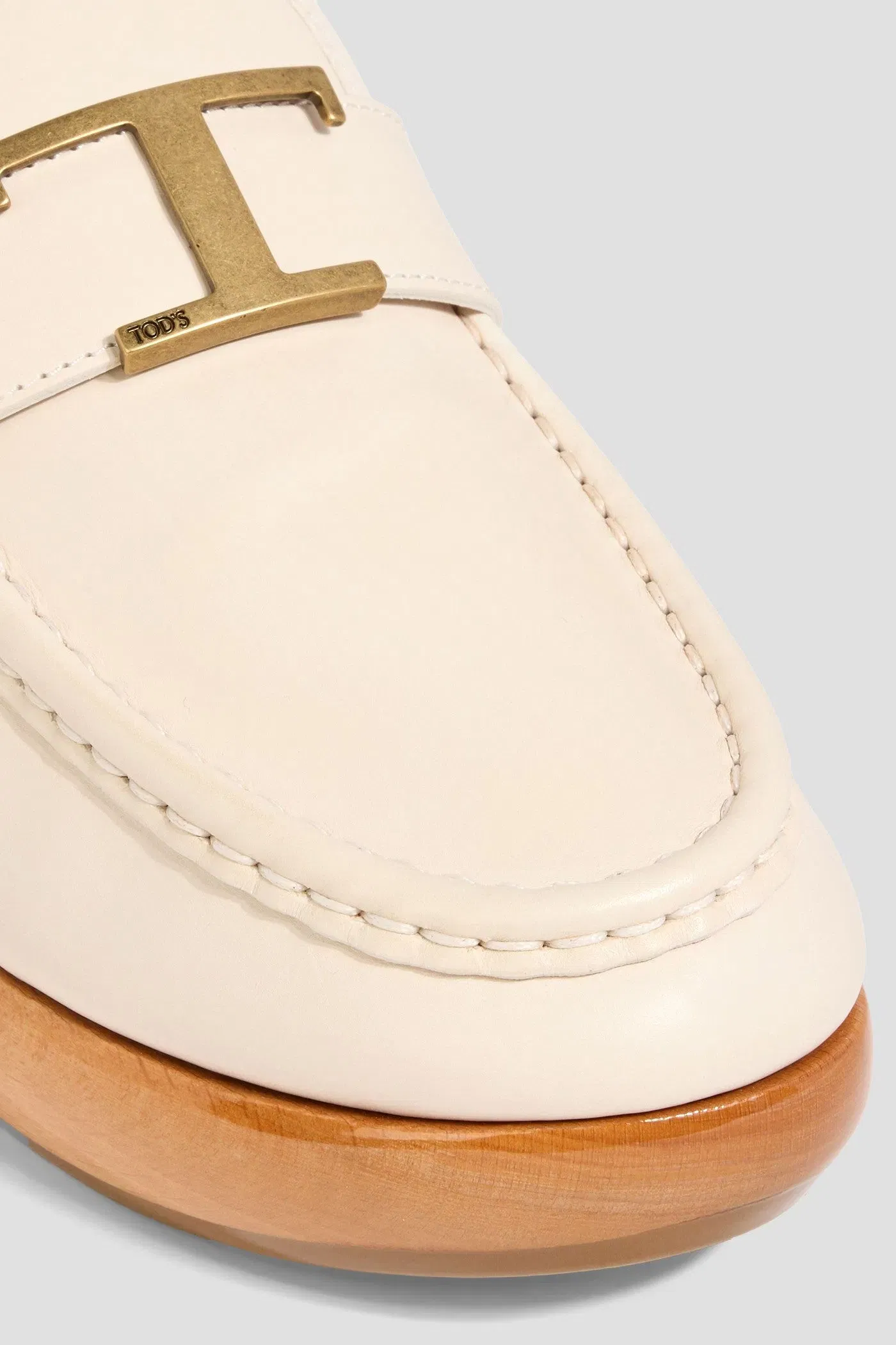 Tod's T Timeless Leather Clogs Ecru Women's