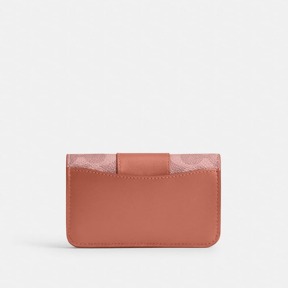 Coach Essential Slim Card Case In Signature Canvas Brass Melon Pink