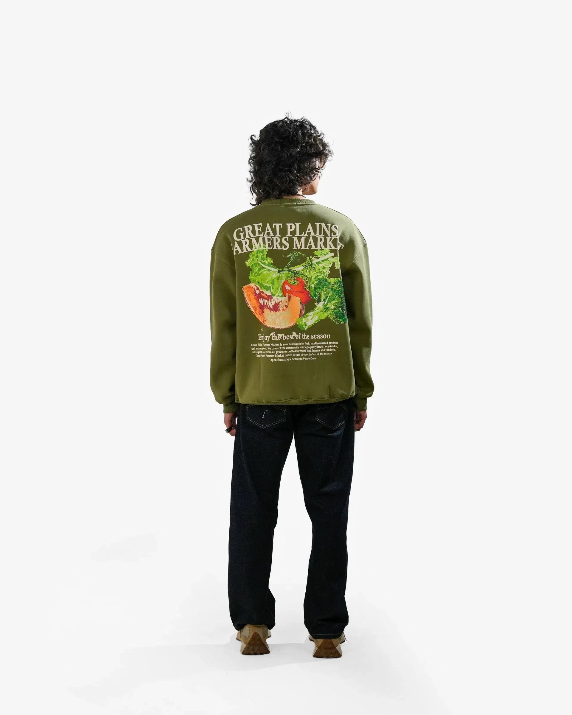 Farmer's Market - Olive Oversized Printed Sweatshirt