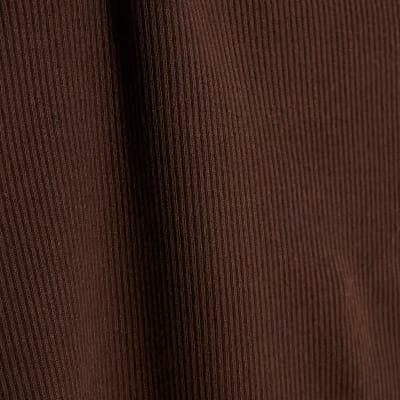 Brown Long Sleeve Ribbed Crew Neck Top