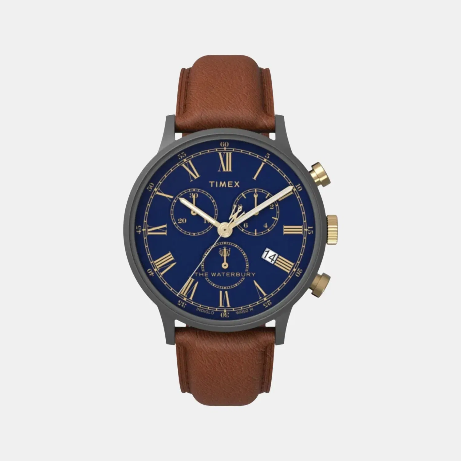 Timex Men Quartz Blue Dial Analog Leather Watch Tw2U88200Uj