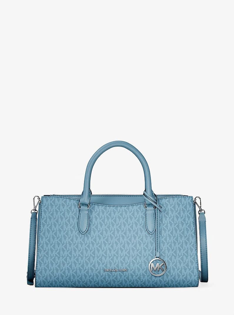 Michael Kors Arden Medium Top-Zip Satchel Denim
