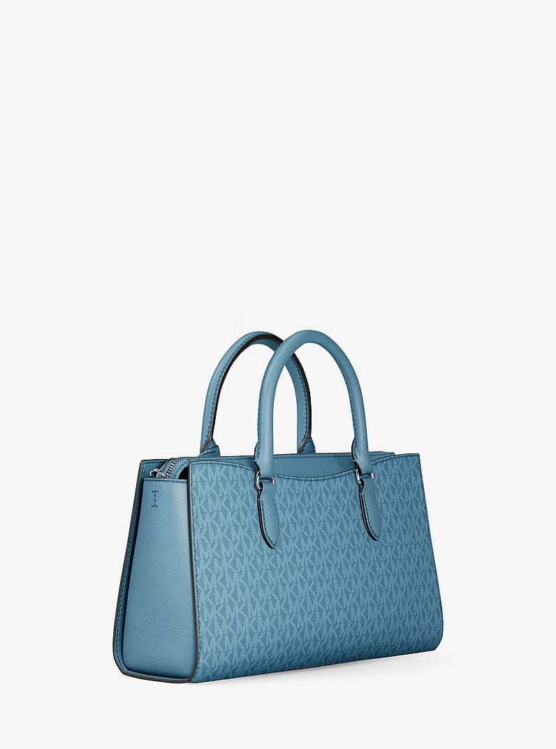 Michael Kors Arden Medium Top-Zip Satchel Denim