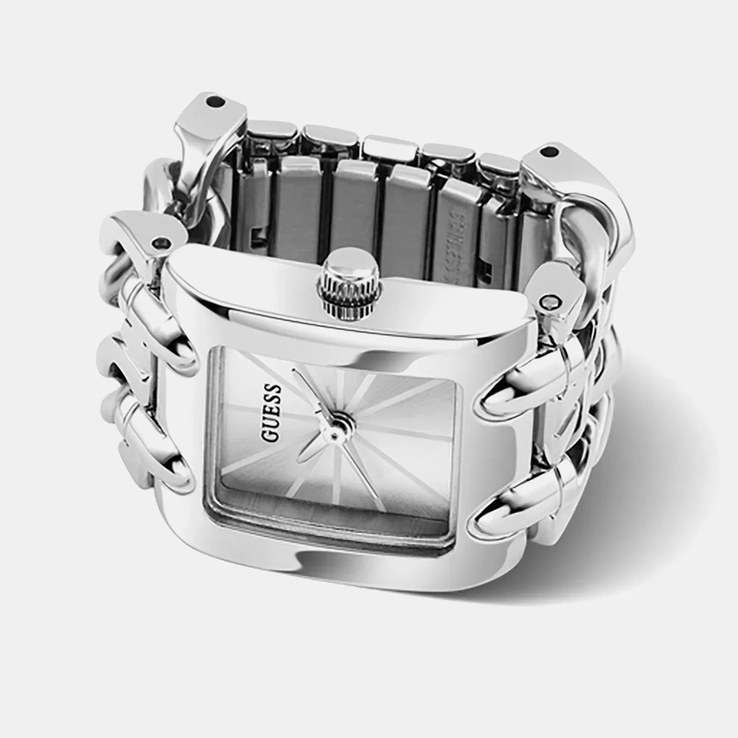 Guess Gb Mod Heavy Metal Women Quartz Silver Dial Analog Stainless Steel Gw1079L1