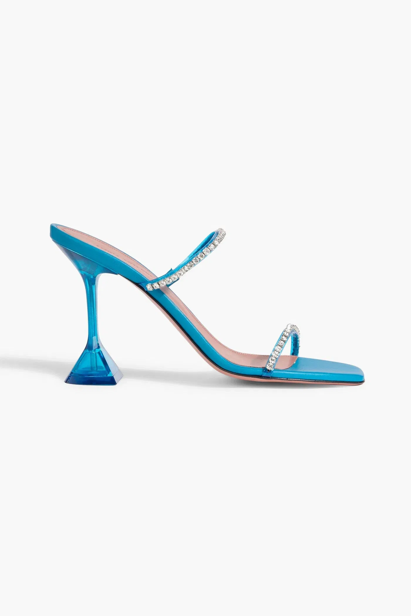 Amina Muaddi Gilda Crystal-Embellished Pvc Mules Azure Women's