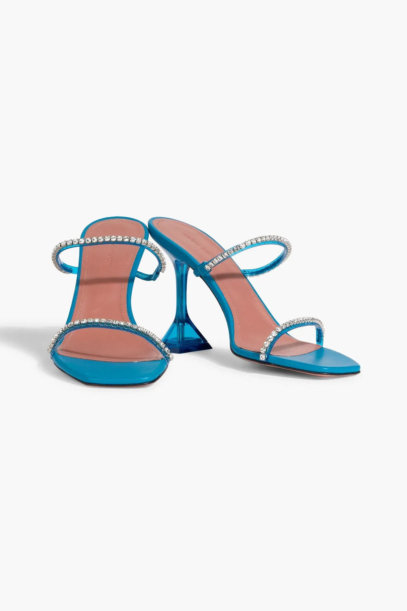 Amina Muaddi Gilda Crystal-Embellished Pvc Mules Azure Women's