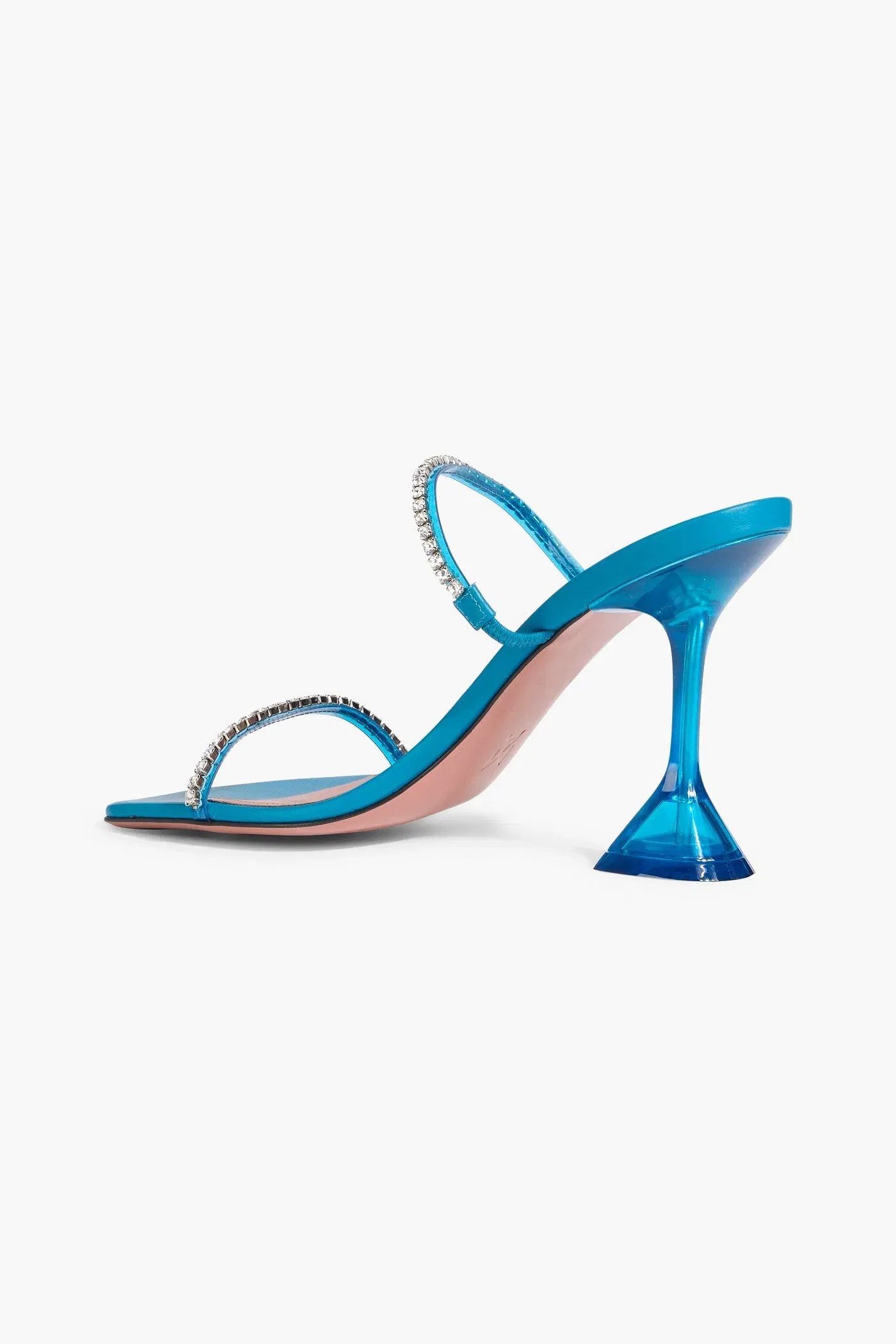 Amina Muaddi Gilda Crystal-Embellished Pvc Mules Azure Women's