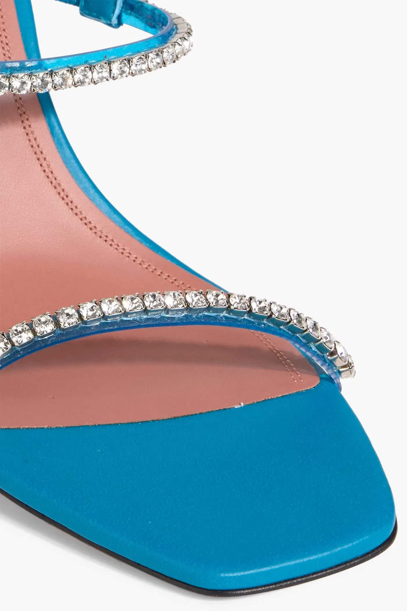Amina Muaddi Gilda Crystal-Embellished Pvc Mules Azure Women's