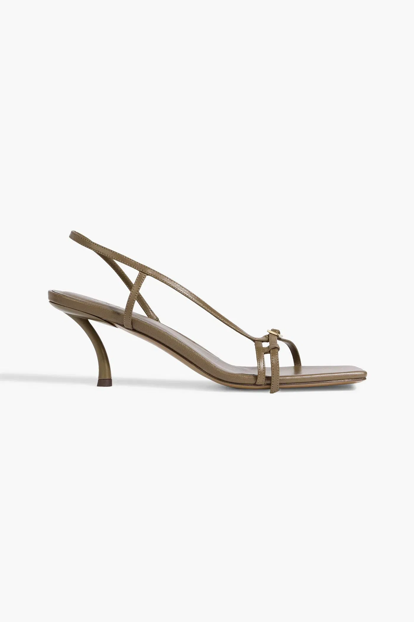 Tibi Kendrick Buckled Leather Slingback Sandals Army Green Women's