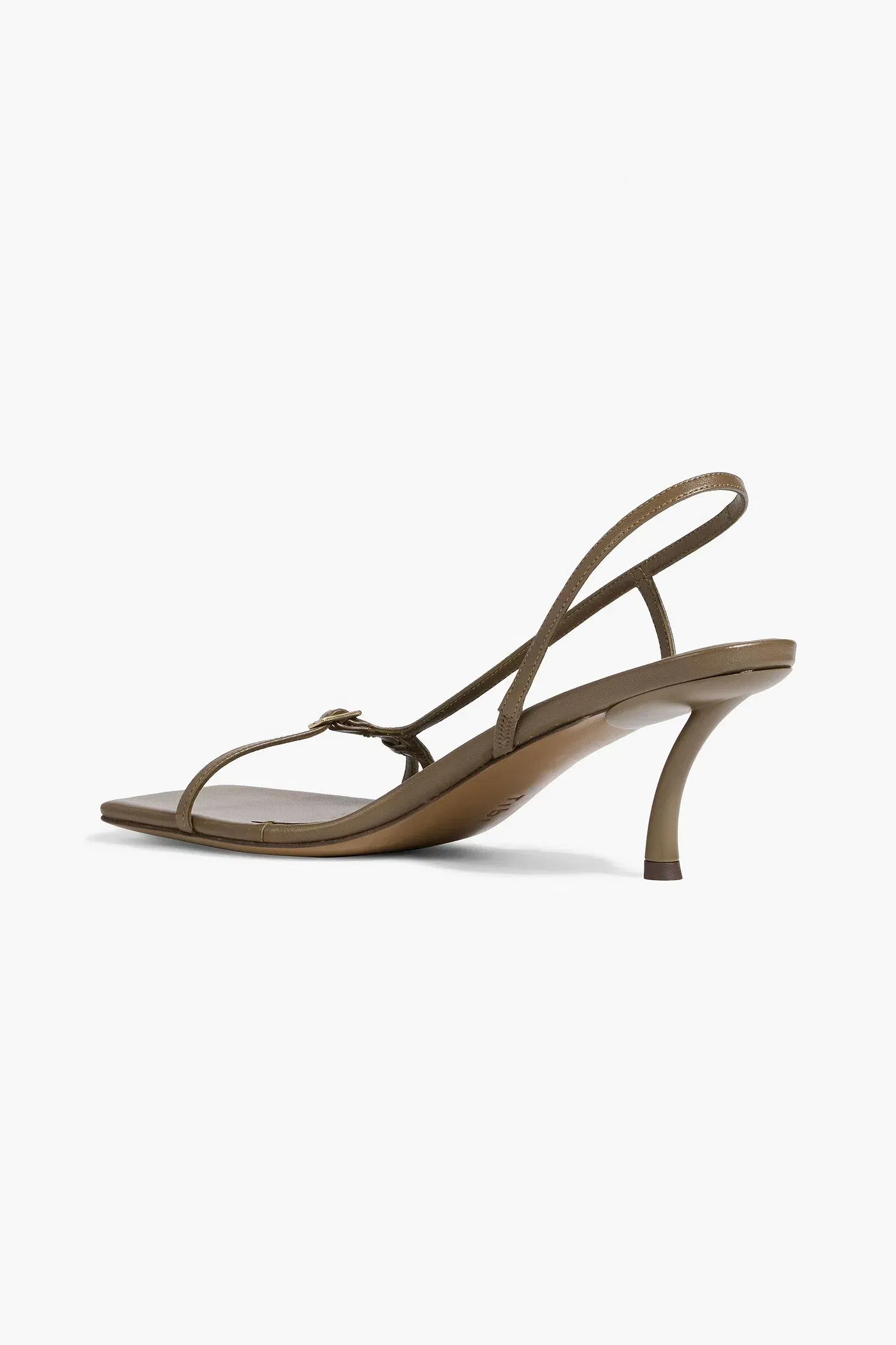 Tibi Kendrick Buckled Leather Slingback Sandals Army Green Women's