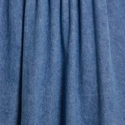 Blue Seamed Midi Denim Swing Dress