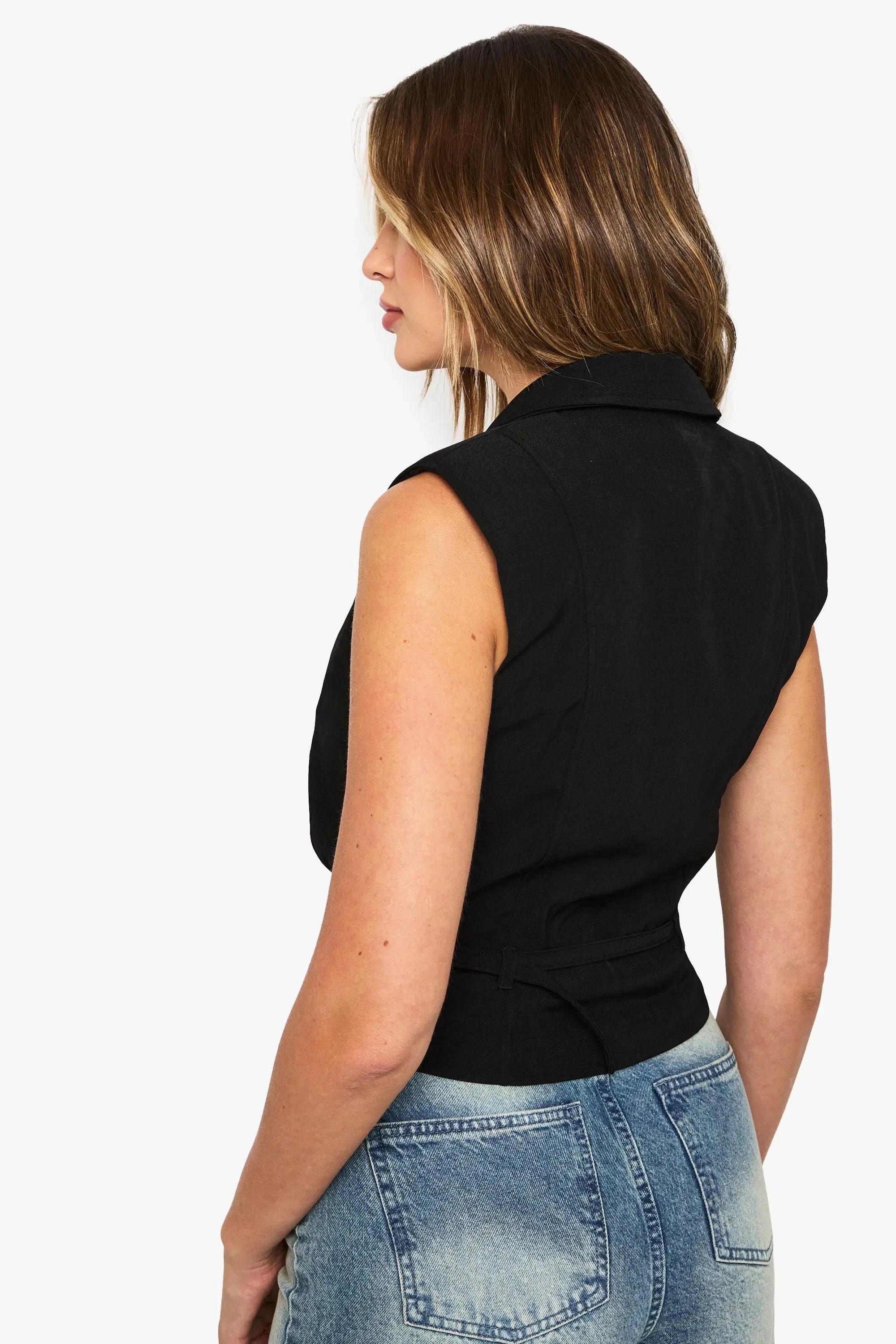 Belted Shoulder Pad Waistcoat