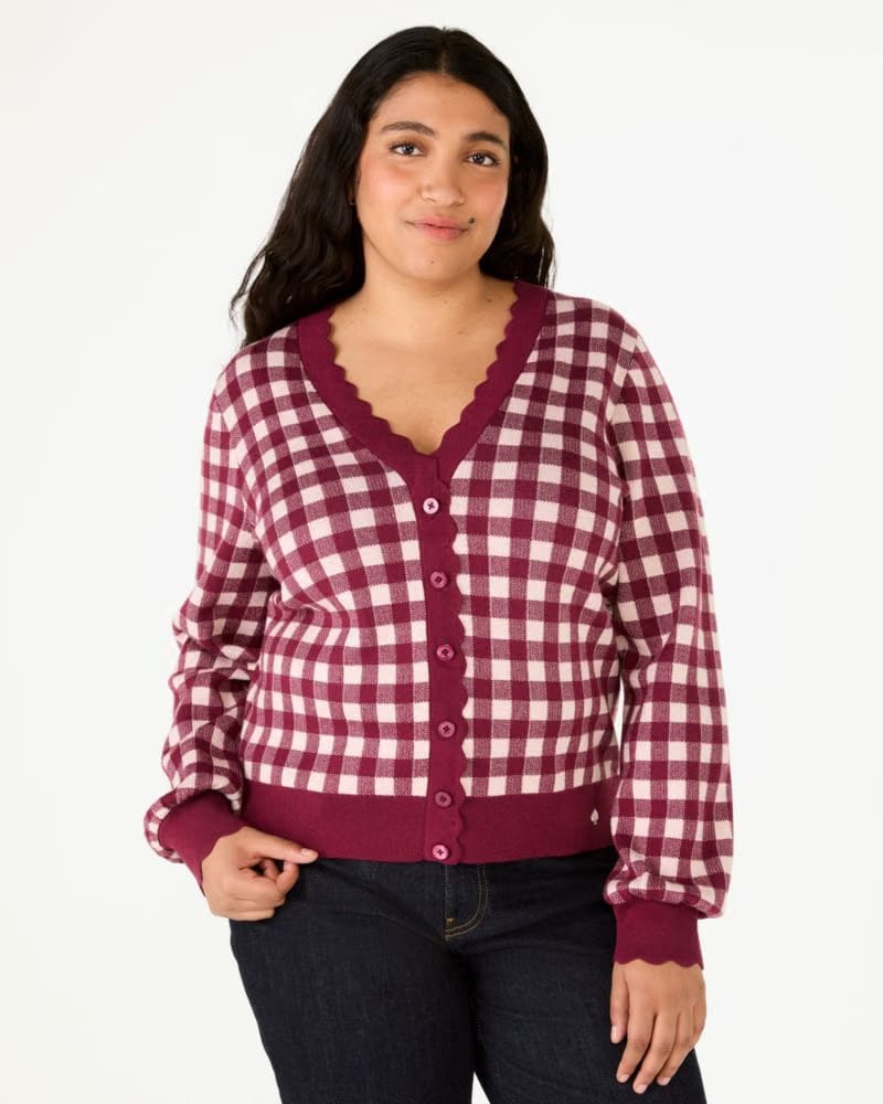 Gingham Scalloped Cardigan