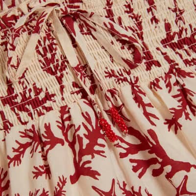 Petite Cream Coral Print Mini Dress