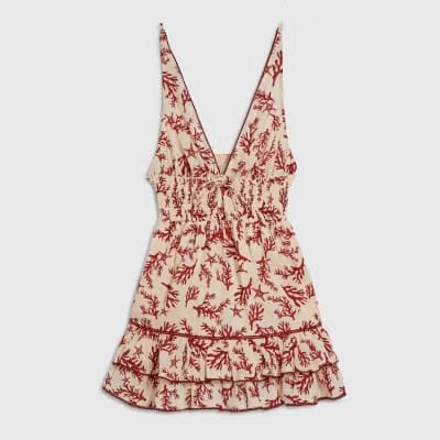 Petite Cream Coral Print Mini Dress