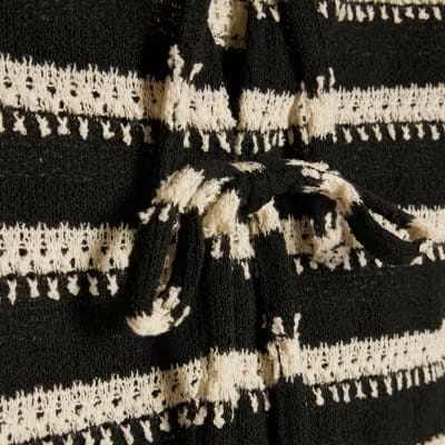 Black Sleeveless Striped crochet Waistcoat