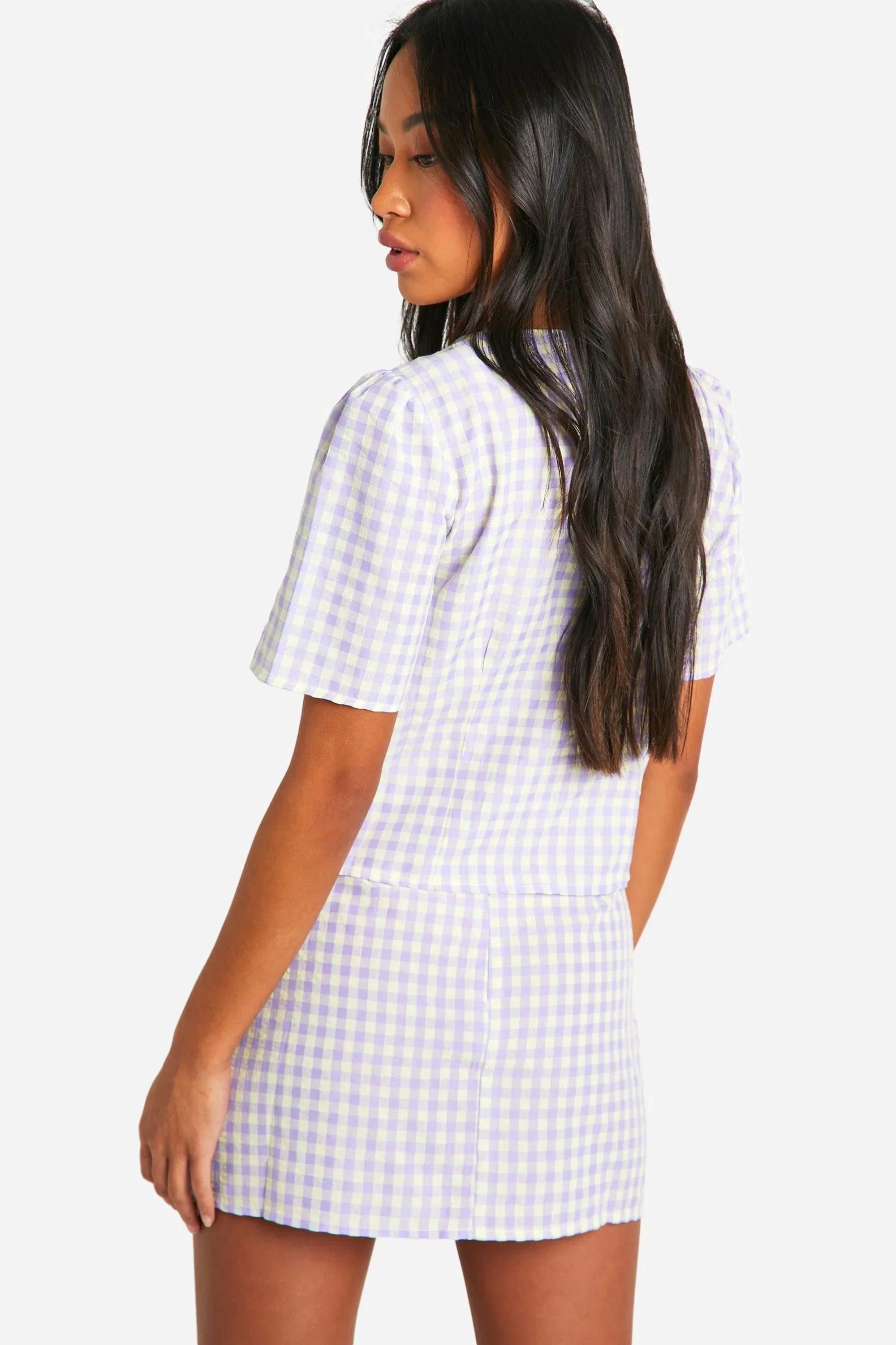 Gingham Split Hem Mini Skirt