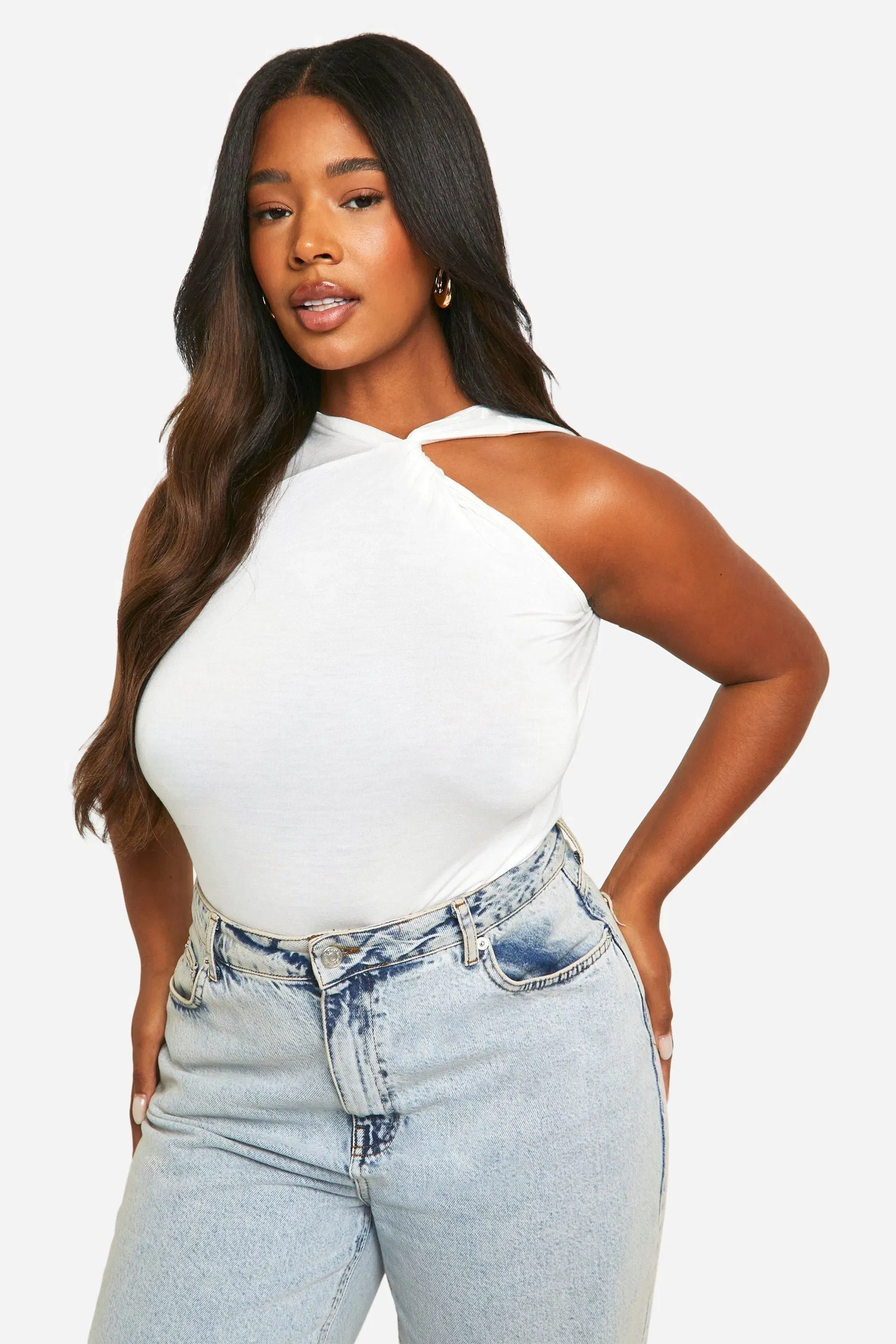Plus Twist Racer Neckline Top