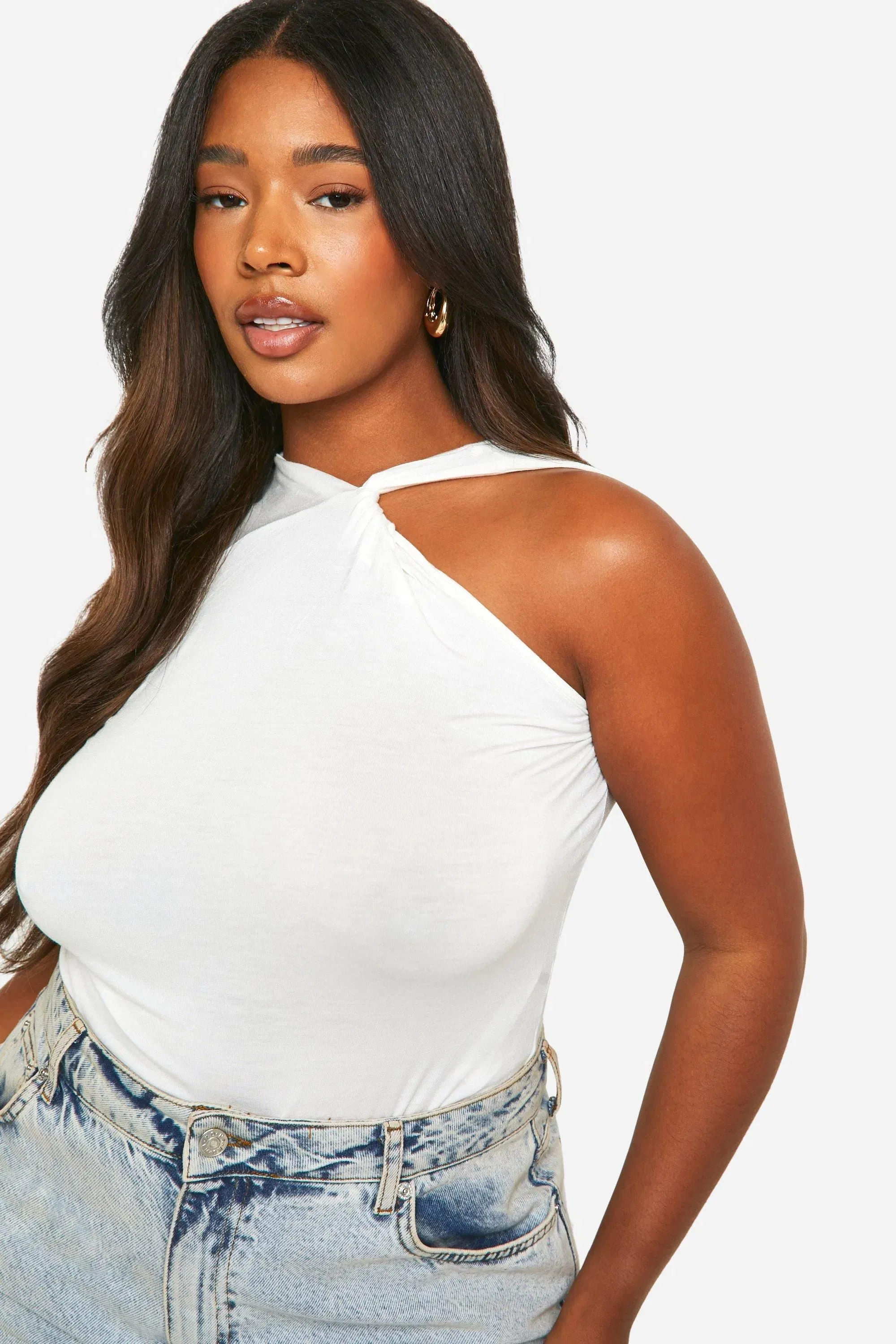 Plus Twist Racer Neckline Top