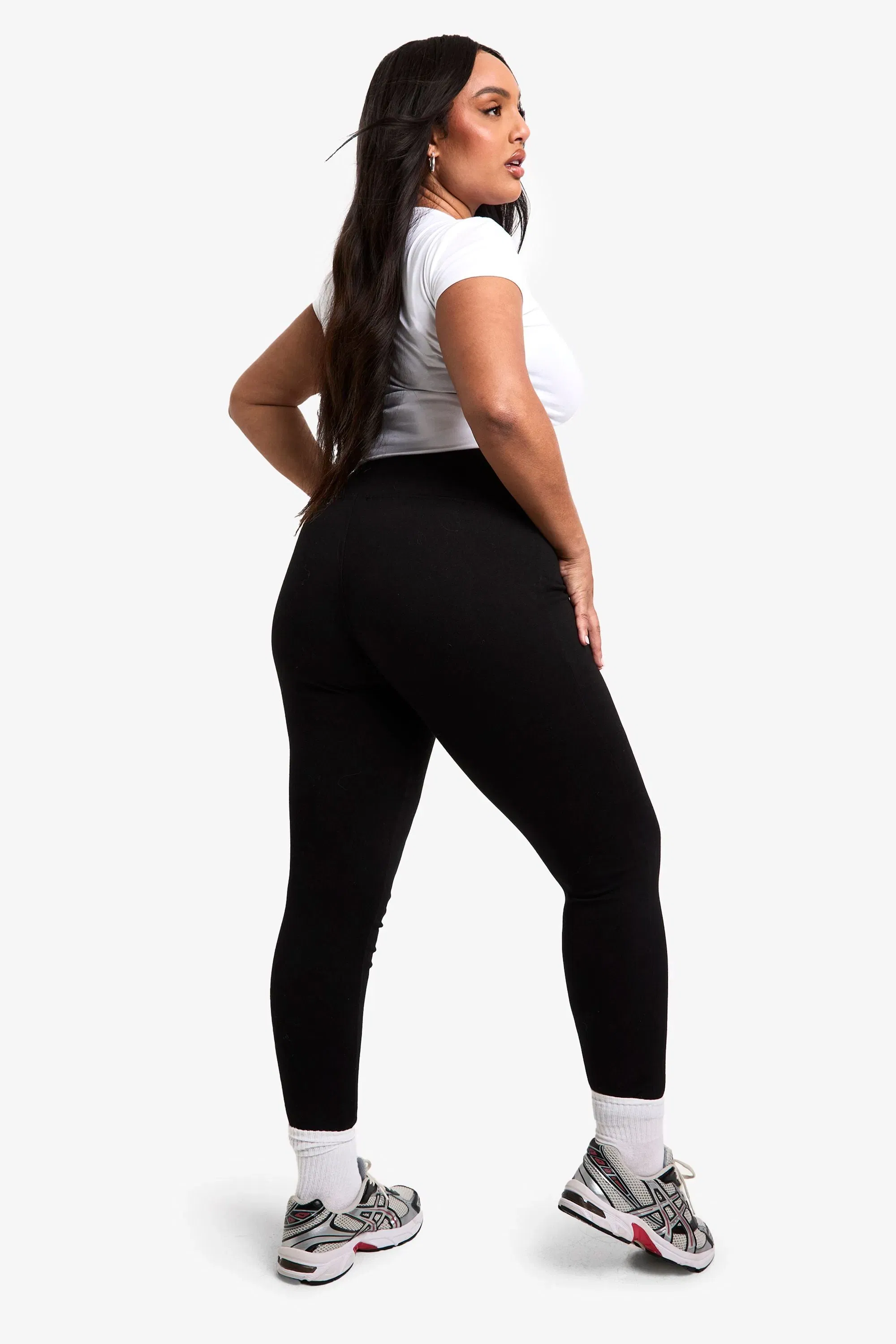 Boohoo Basics Plus High Waisted Deep Waistband Legging