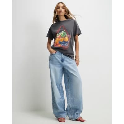 Grey Washed Fruit Basket T-Shirt