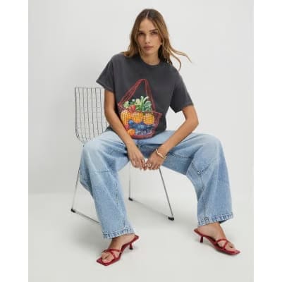 Grey Washed Fruit Basket T-Shirt