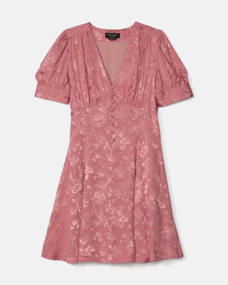 Fluid Jacquard Puff Sleeve Mini Dress