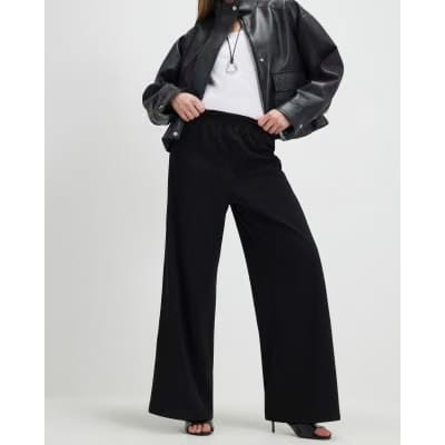 Black Wide Leg Jersey Trousers