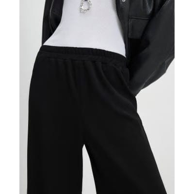 Black Wide Leg Jersey Trousers