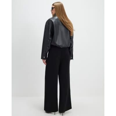 Black Wide Leg Jersey Trousers