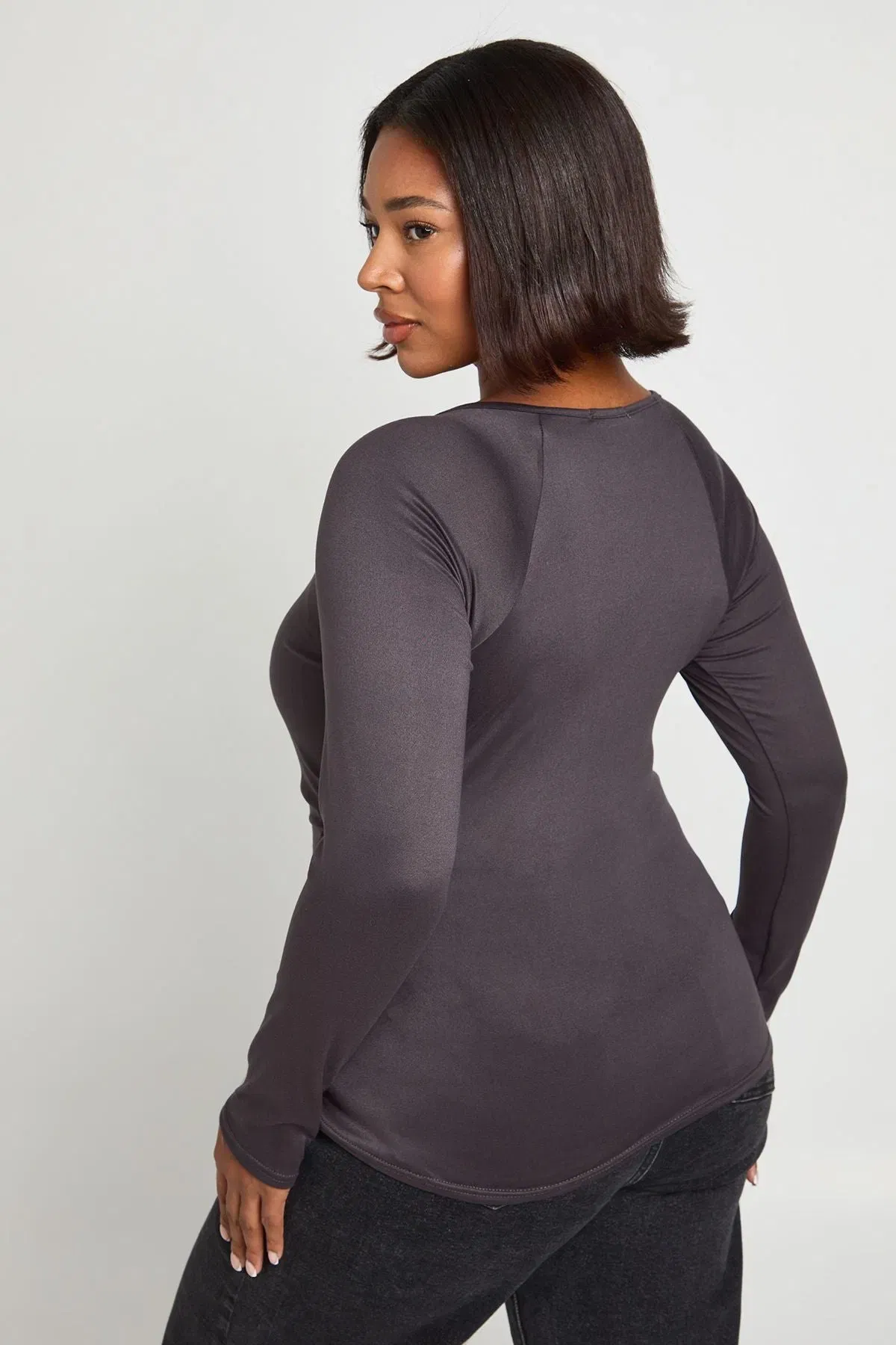 Plus Ruched Side Long Sleeve Top
