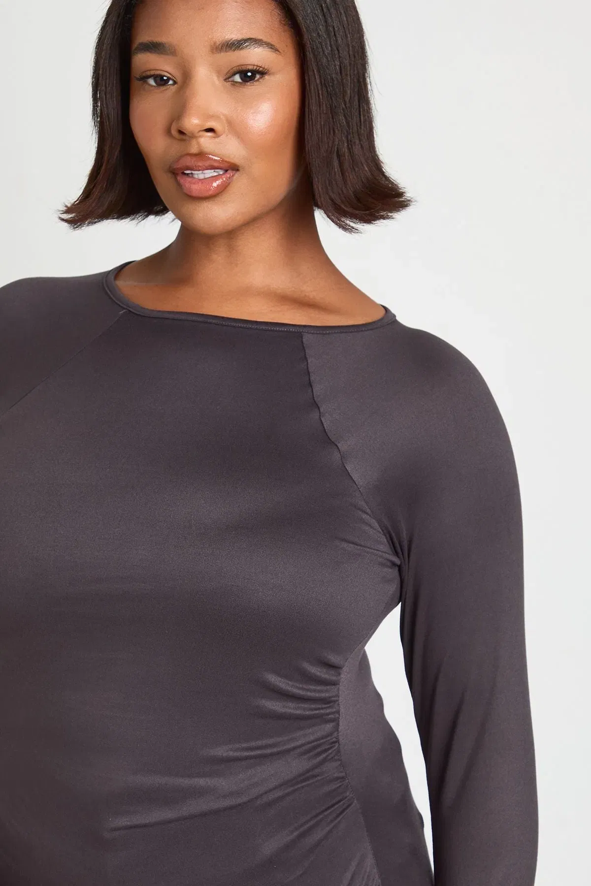 Plus Ruched Side Long Sleeve Top