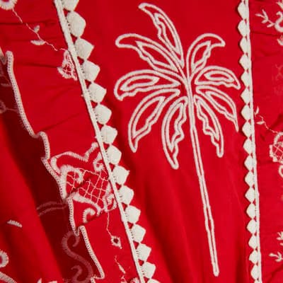 Petite Red Tropical Broderie Playsuit
