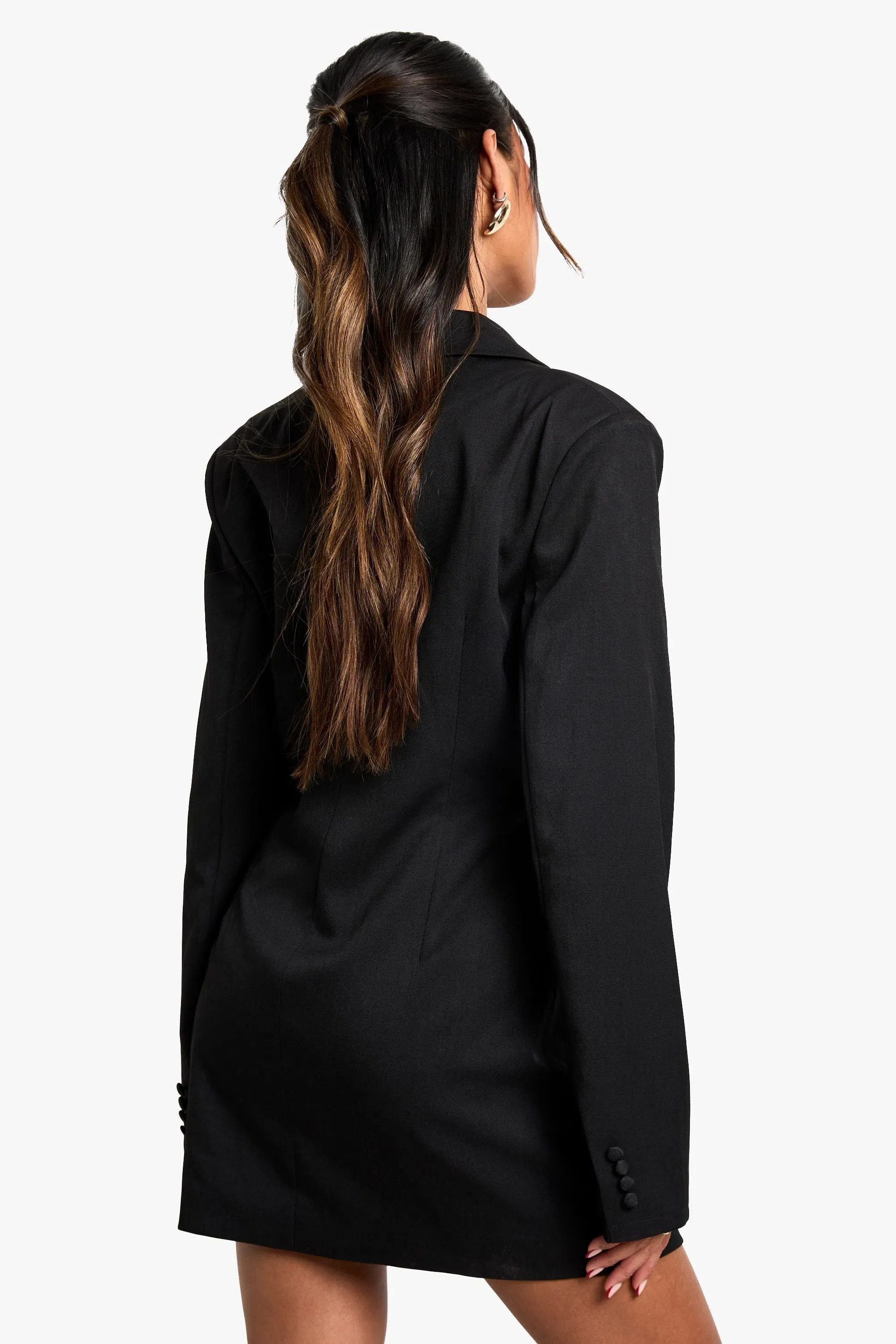 Structured Oversized Wrap Over Blazer Dress