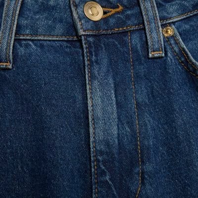 Blue High Waisted Stretch Straight Leg Jeans
