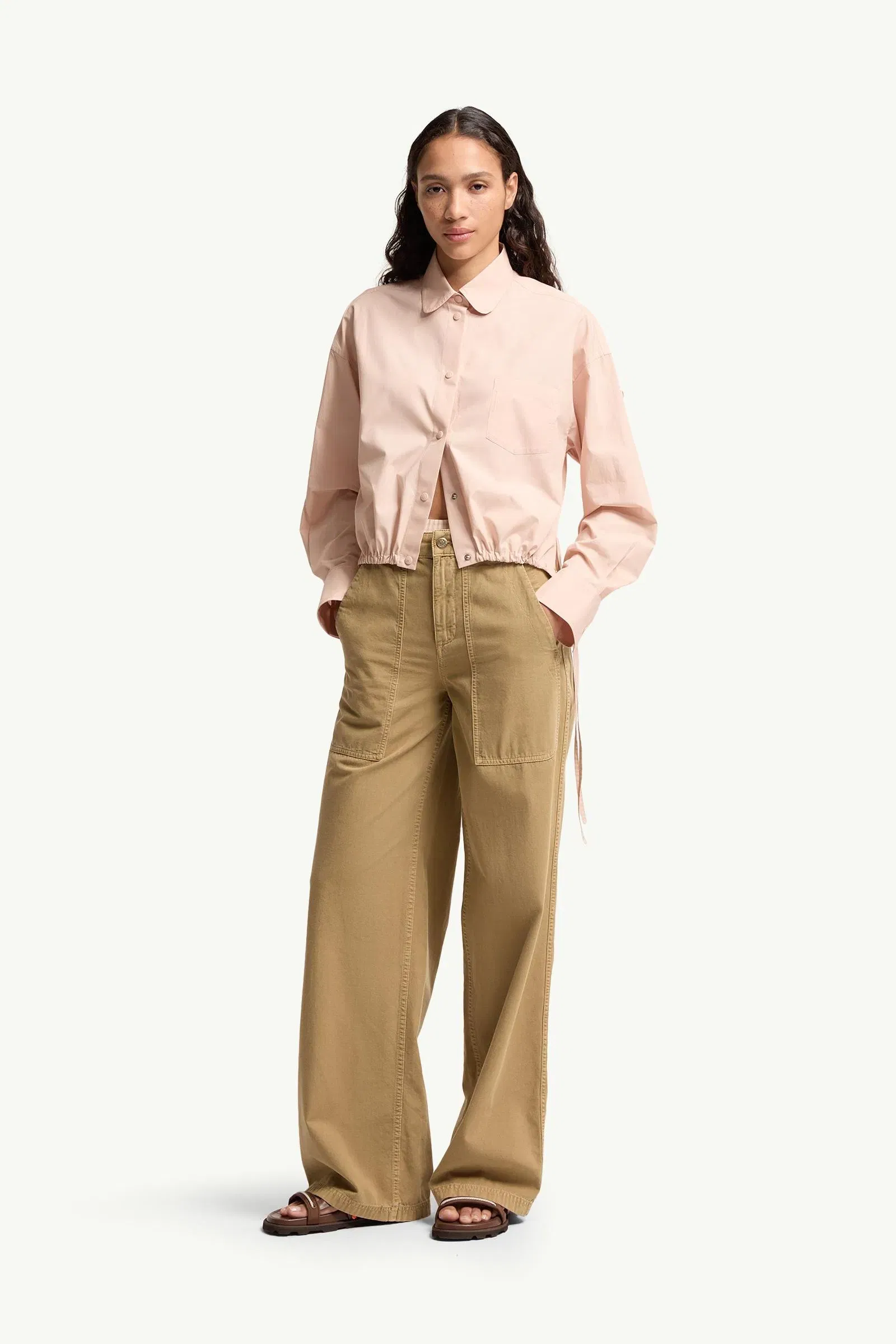 Moncler Cotton Poplin Long Sleeve Shirt Pink Pink
