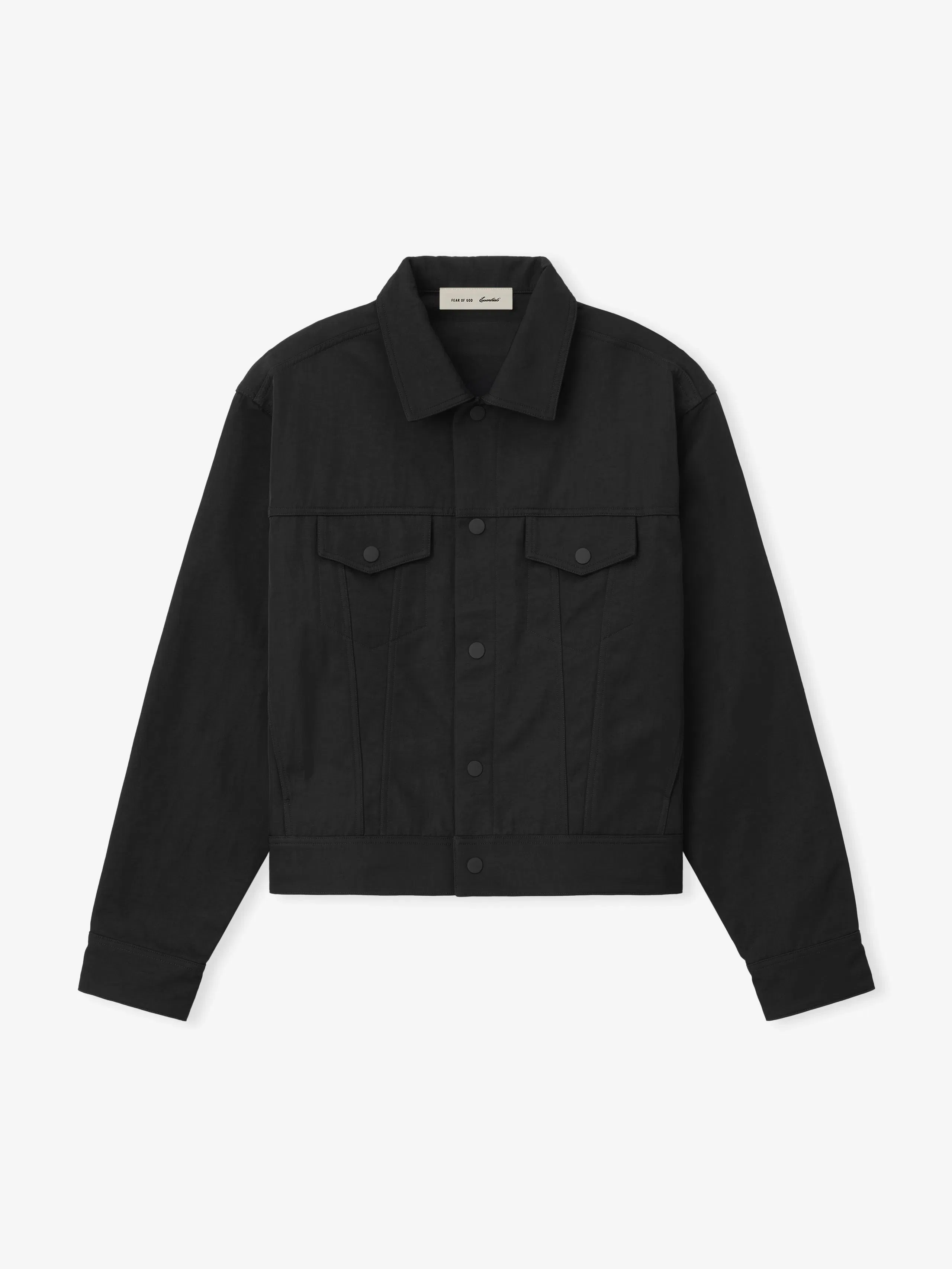 Essentials Textured Nylon Trucker Jacket Vintage Black