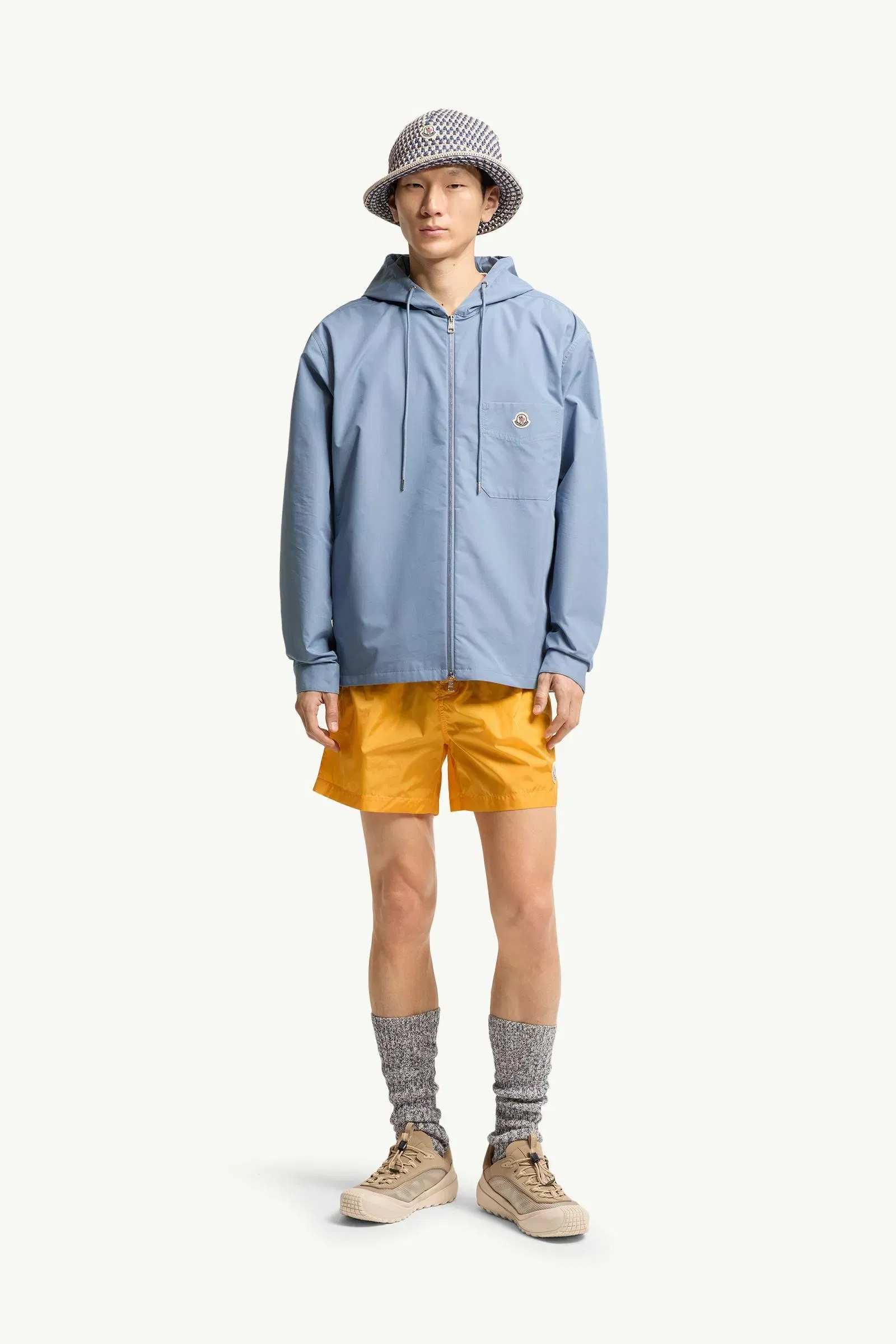 Moncler Cotton Blend Poplin Shirt Jacket Cobalt Blue Cobalt Blue