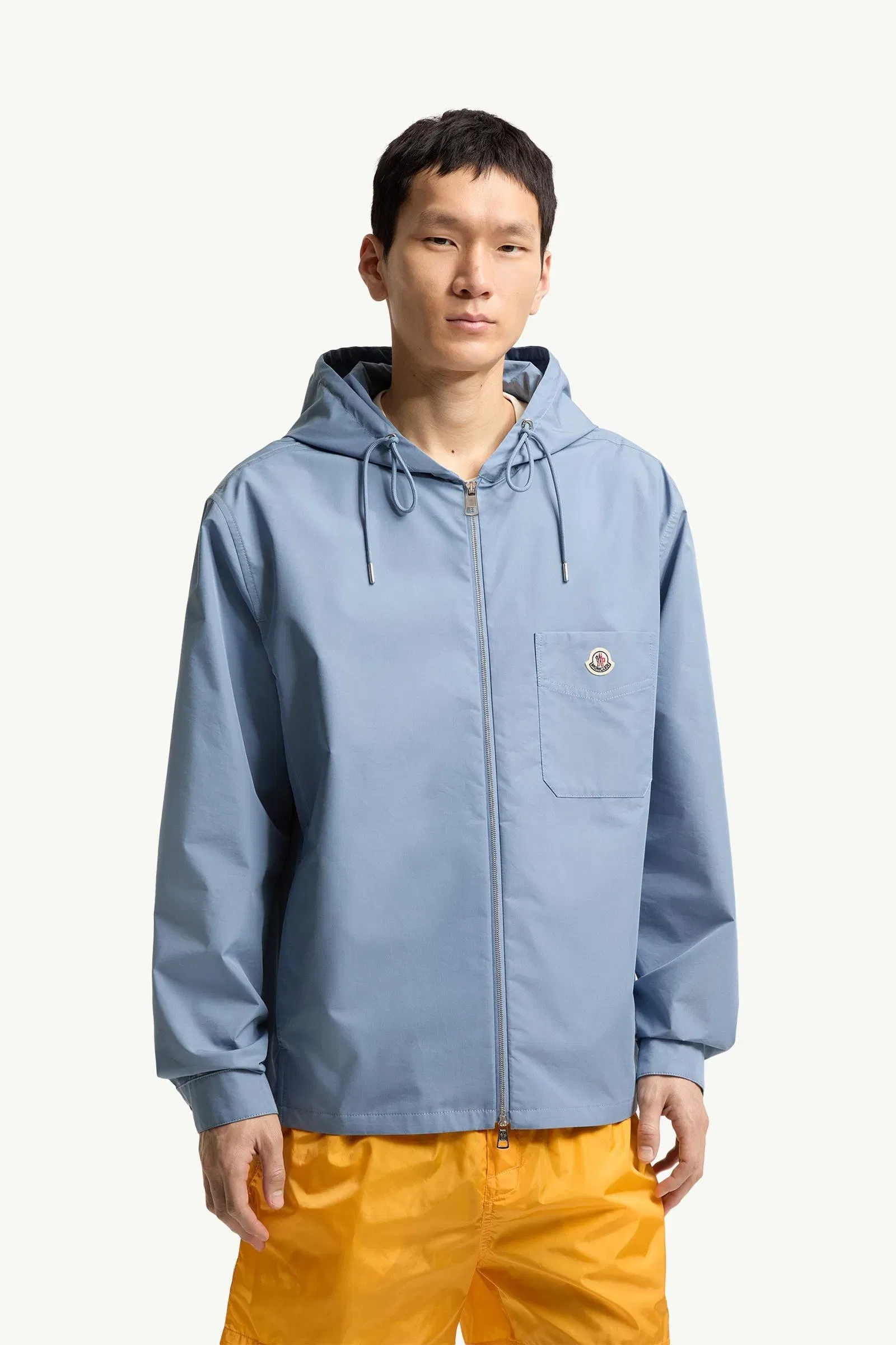 Moncler Cotton Blend Poplin Shirt Jacket Cobalt Blue Cobalt Blue