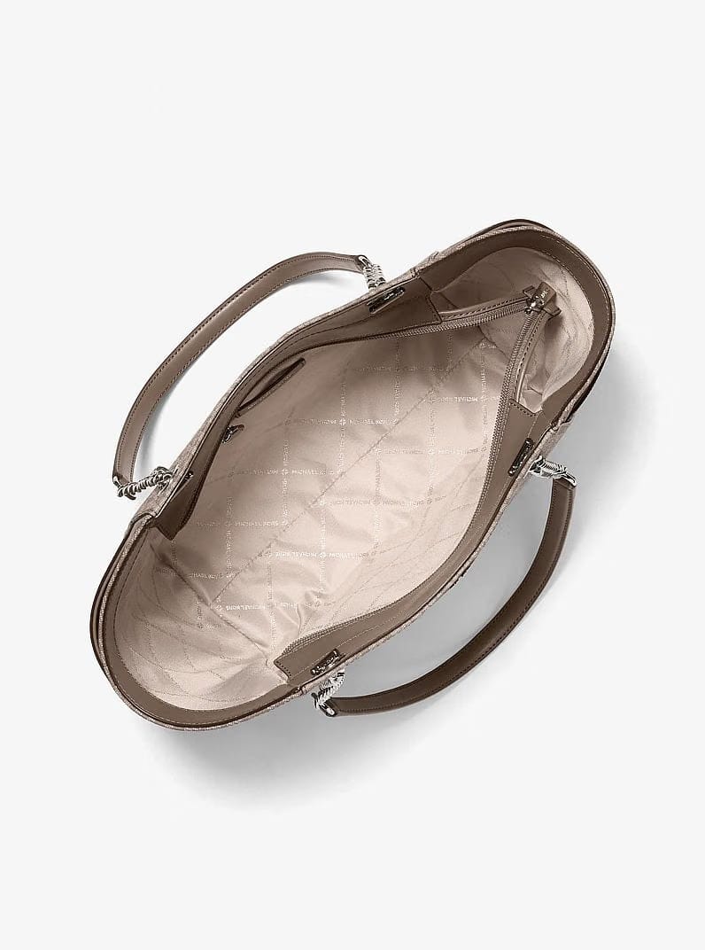 Michael Kors Jet Set Large Signature Logo Shoulder Bag Mushroom