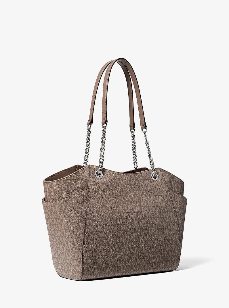 Michael Kors Jet Set Large Signature Logo Shoulder Bag Mushroom